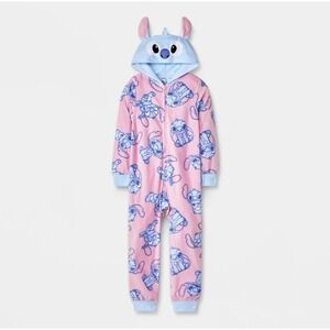 NWT Kids Stitch One Piece Zip Sleeper Jumpsuit Pajamas Pjs Disney size Medium 8